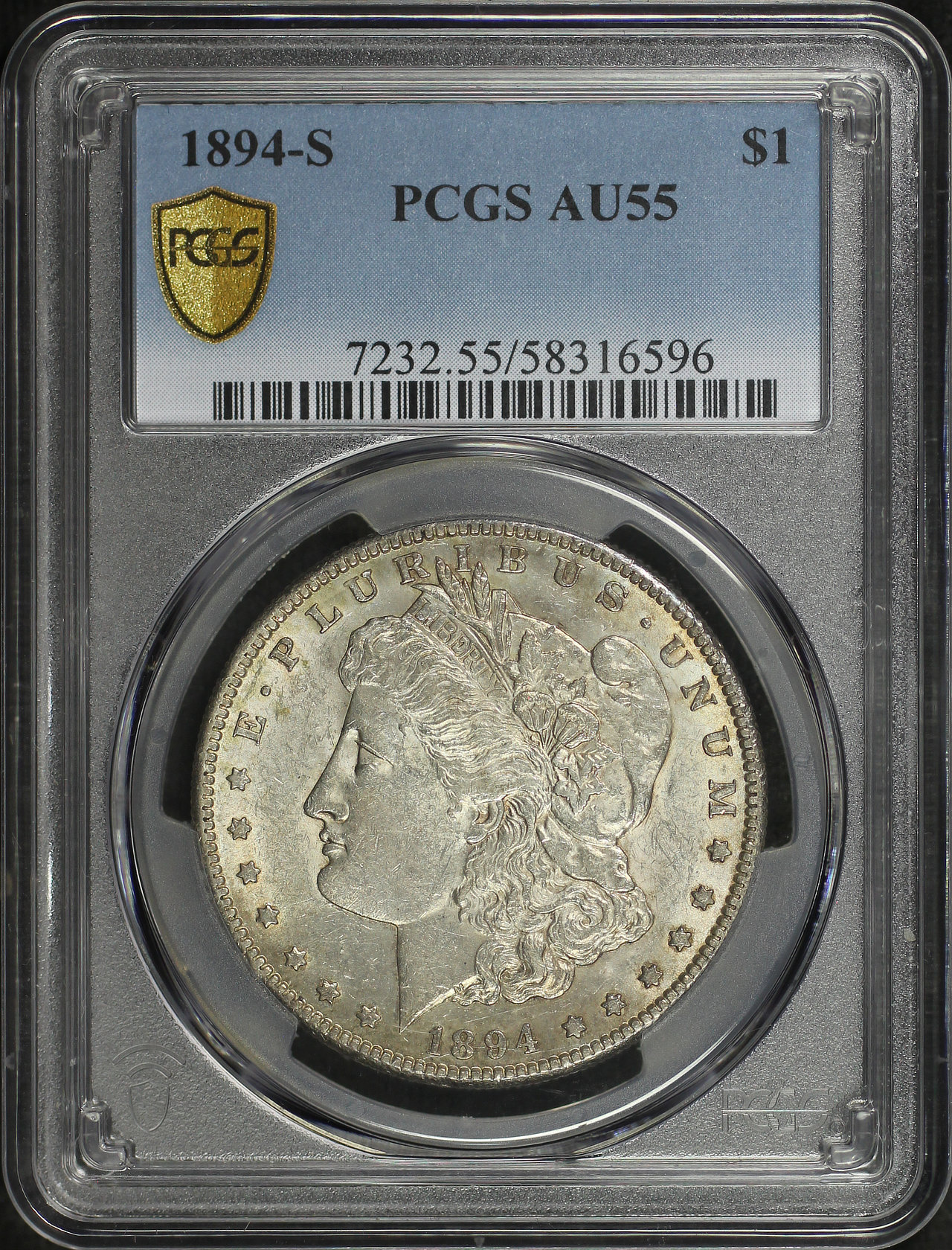 Obverse of this 1894-S Morgan Dollar PCGS AU-55