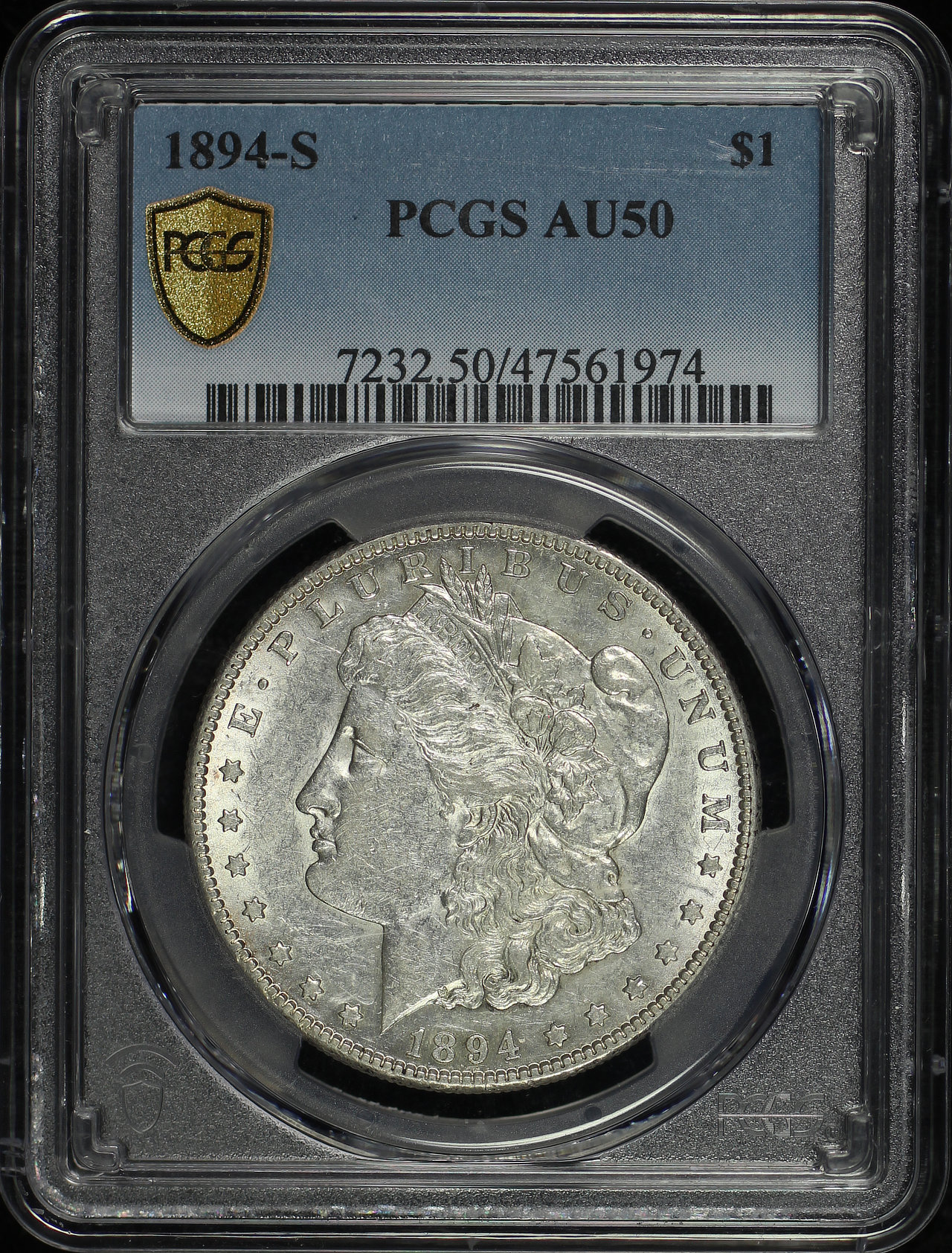 Obverse of this 1894-S Morgan Dollar PCGS AU-50