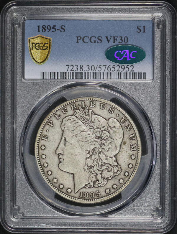 Obverse of this 1895-S Morgan Dollar PCGS VF-30 CAC
