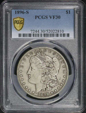 Obverse of this 1896-S Morgan Dollar PCGS VF-30