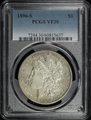 Obverse of this 1896-S Morgan Dollar PCGS VF-30