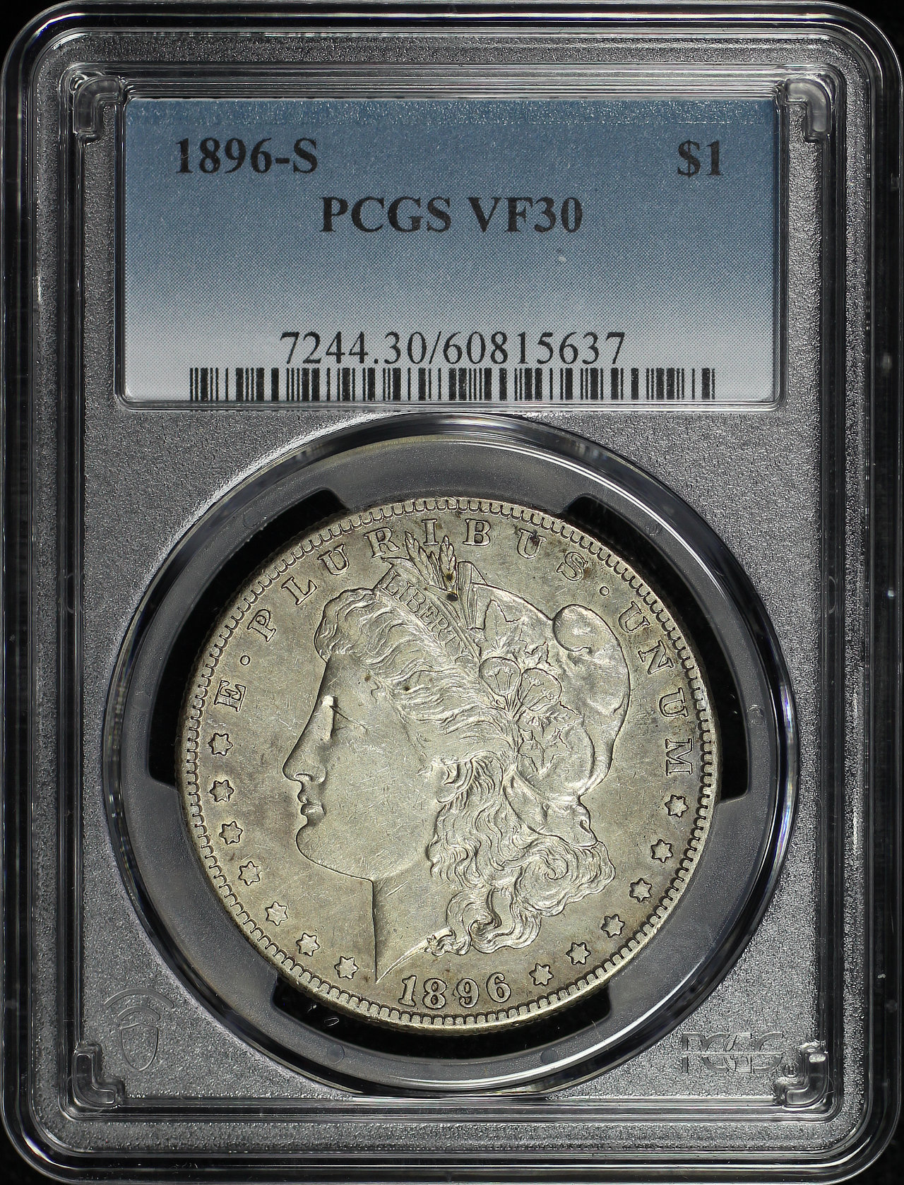 Obverse of this 1896-S Morgan Dollar PCGS VF-30