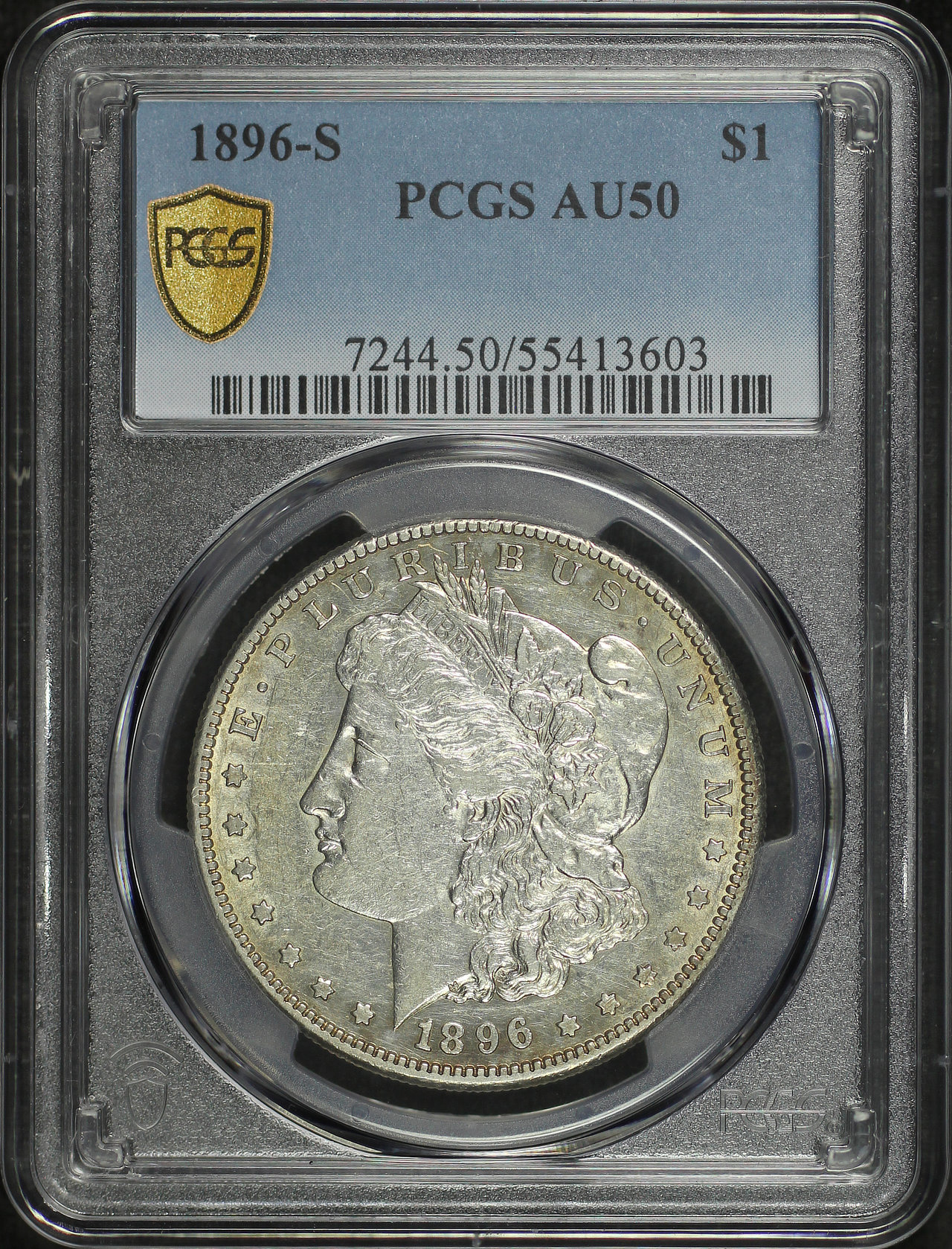 Obverse of this 1896-S Morgan Dollar PCGS AU-50