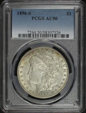 Obverse of this 1896-S Morgan Dollar PCGS AU-50