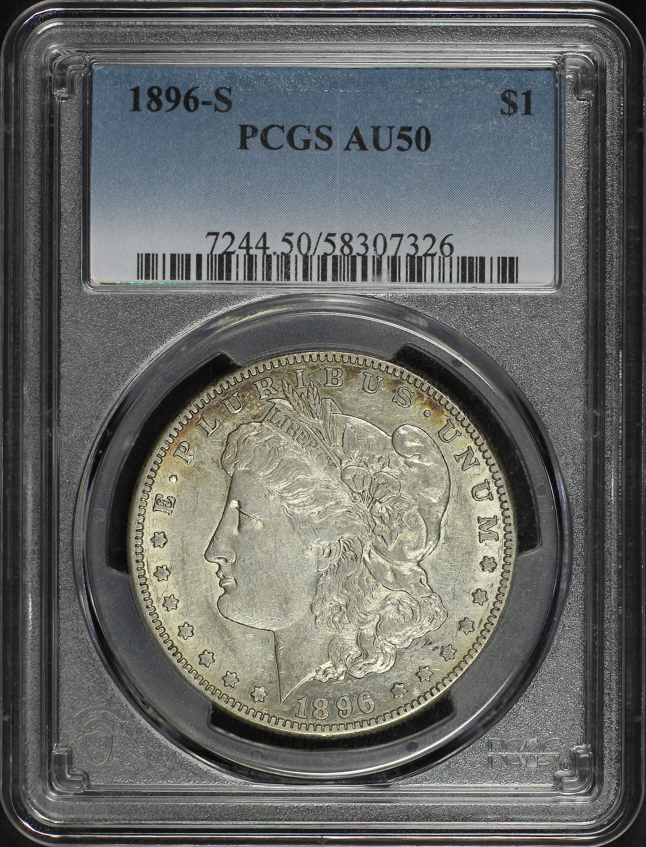 Obverse of this 1896-S Morgan Dollar PCGS AU-50