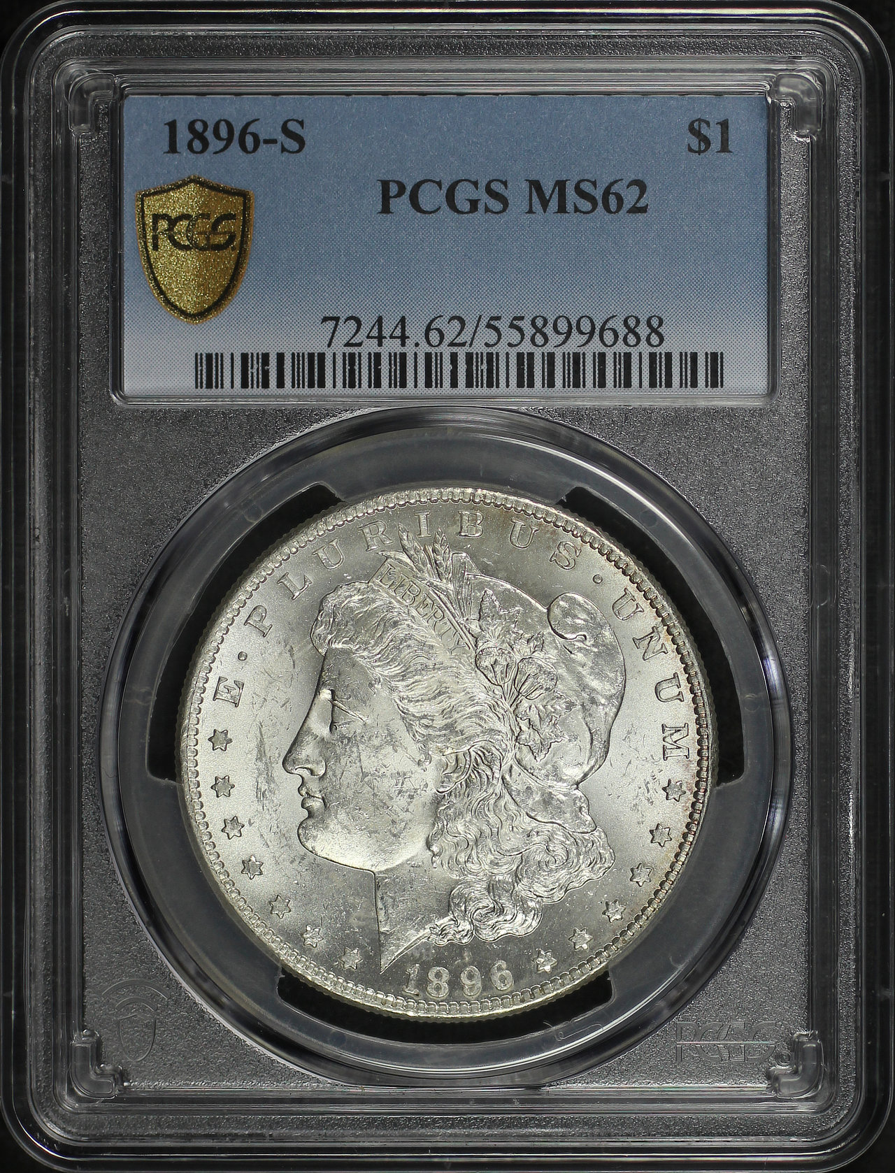 Obverse of this 1896-S Morgan Dollar PCGS MS-62