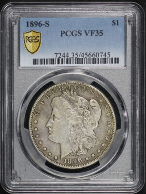 Obverse of this 1896-S Morgan Dollar PCGS VF-35