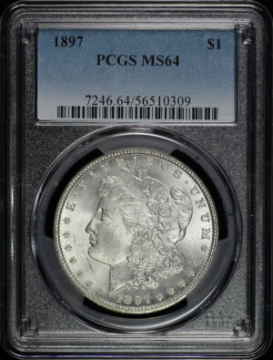 Obverse of this 1897 Morgan Dollar PCGS MS-64