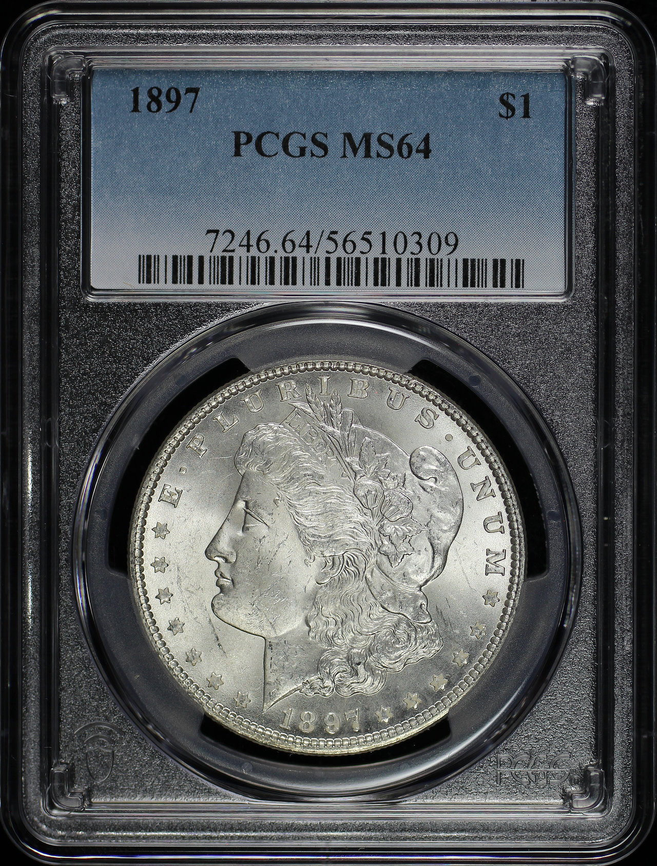 Obverse of this 1897 Morgan Dollar PCGS MS-64