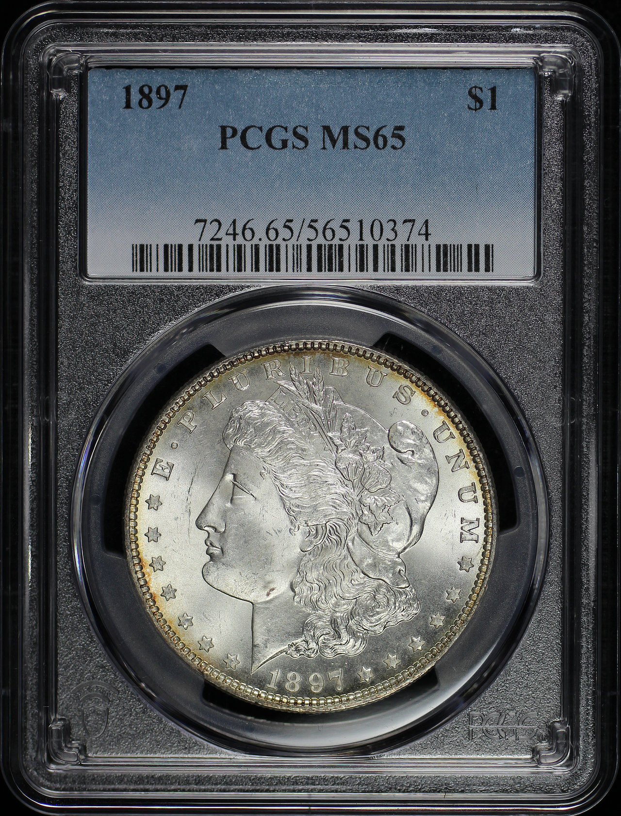 Obverse of this 1897 Morgan Dollar PCGS MS-65