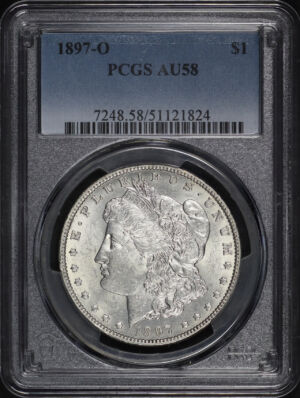 Obverse of this 1897-O Morgan Dollar PCGS AU-58
