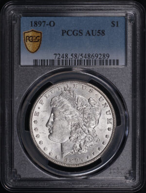 Obverse of this 1897-O Morgan Dollar PCGS AU-58