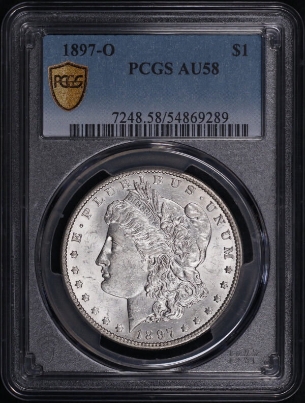 Obverse of this 1897-O Morgan Dollar PCGS AU-58