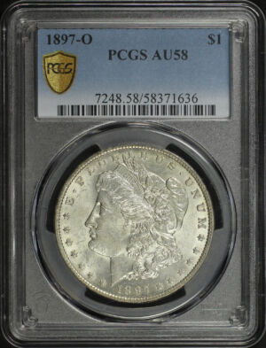 Obverse of this 1897-O Morgan Dollar PCGS AU-58