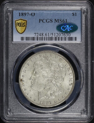 Obverse of this 1897-O Morgan Dollar PCGS MS-61 CAC