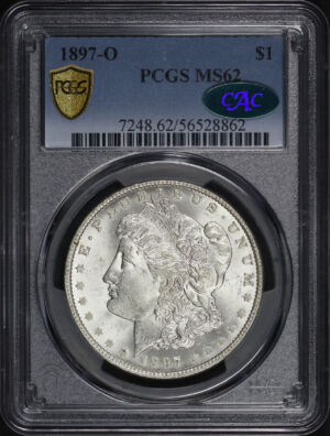 Obverse of this 1897-O Morgan Dollar PCGS MS-62 CAC