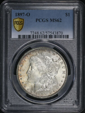 Obverse of this 1897-O Morgan Dollar PCGS MS-62