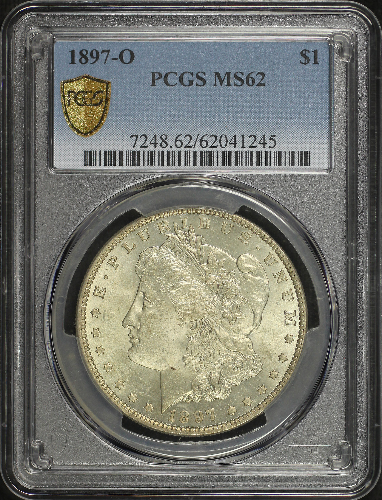 Obverse of this 1897-O Morgan Dollar PCGS MS-62