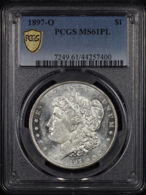 Obverse of this 1897-O Morgan Dollar PCGS MS-61 PL