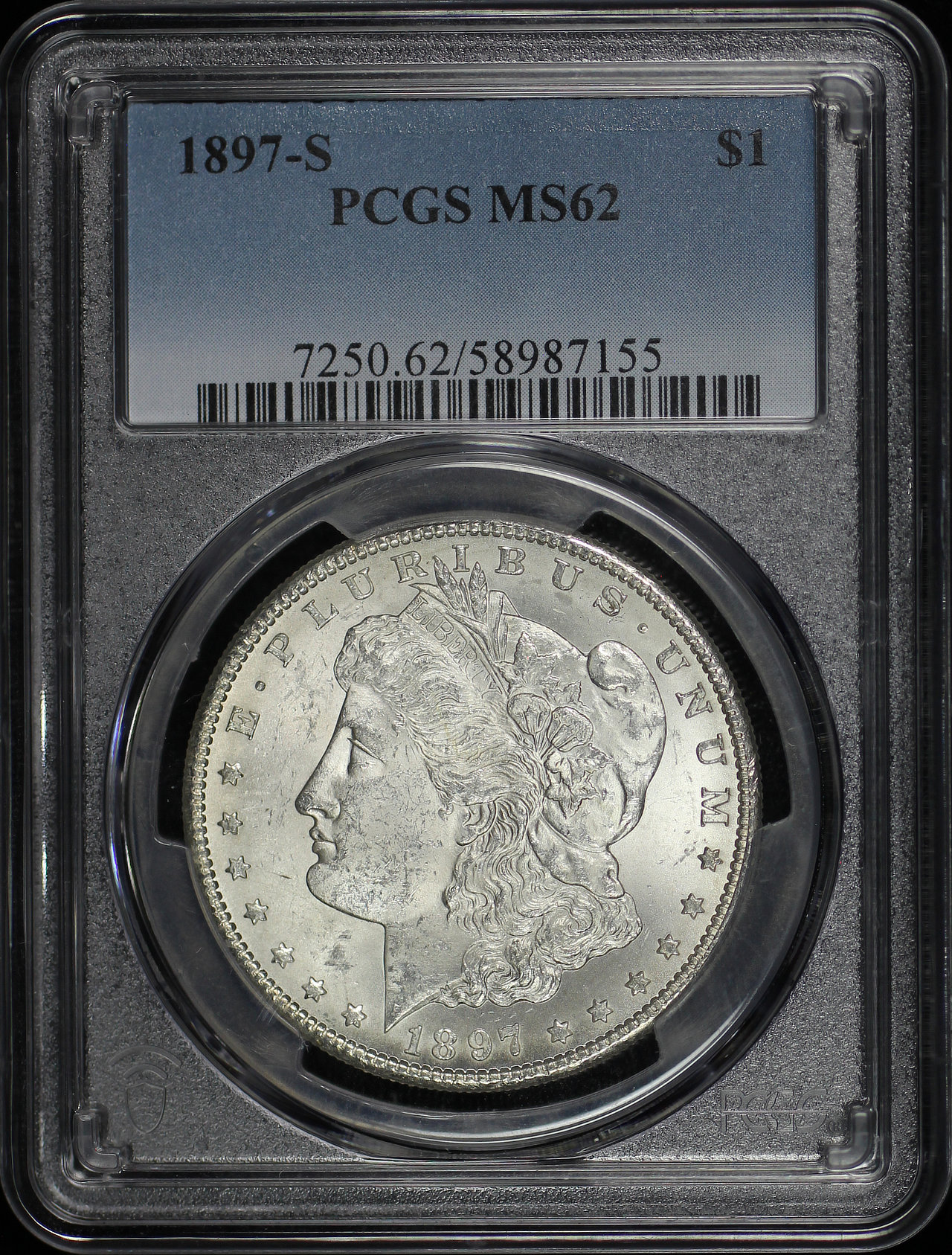 Obverse of this 1897-S Morgan Dollar PCGS MS-62
