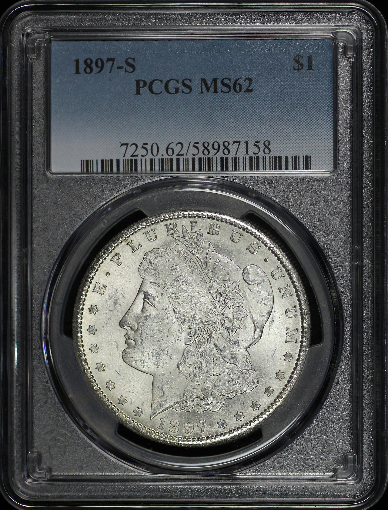 Obverse of this 1897-S Morgan Dollar PCGS MS-62