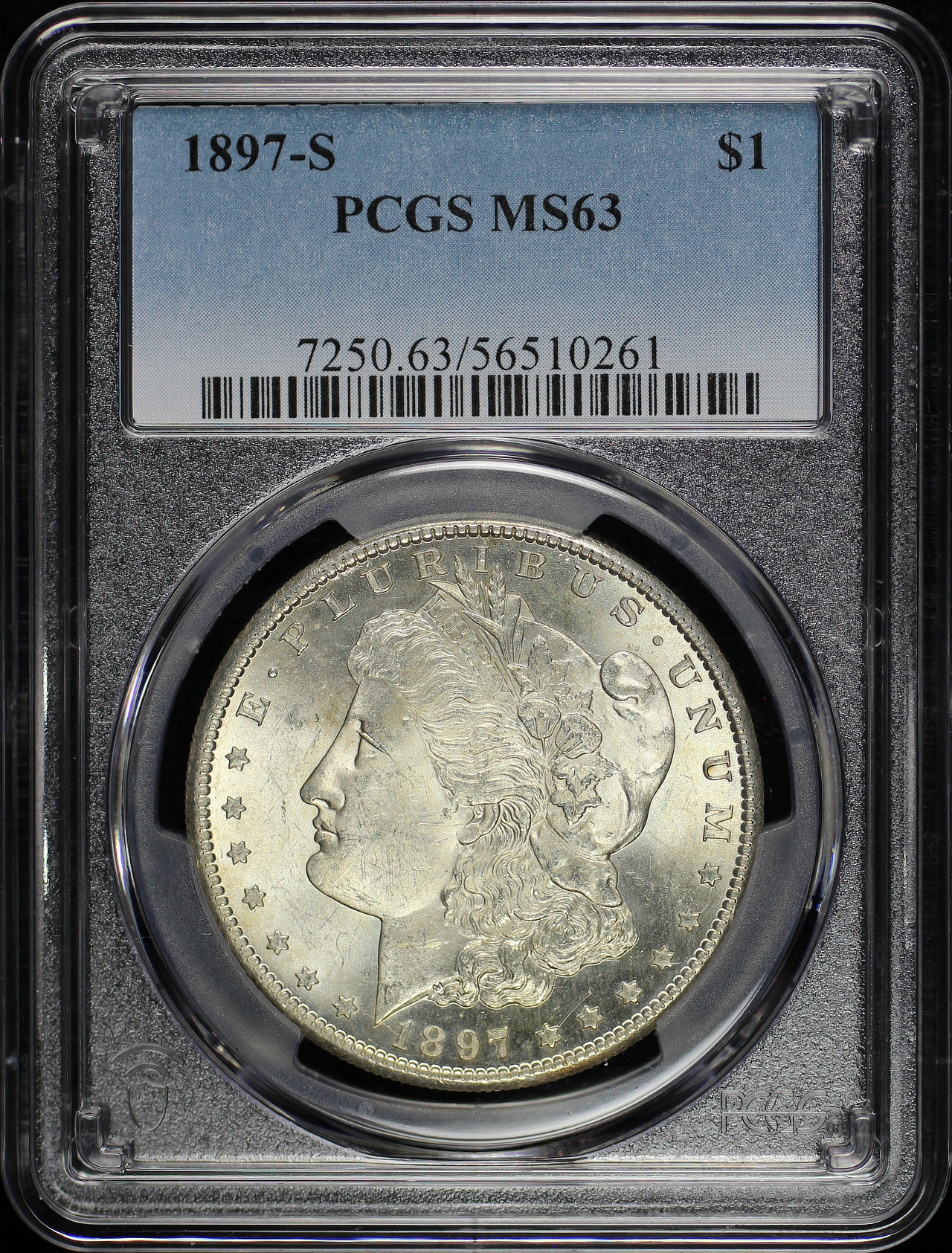 Obverse of this 1897-S Morgan Dollar PCGS MS-63