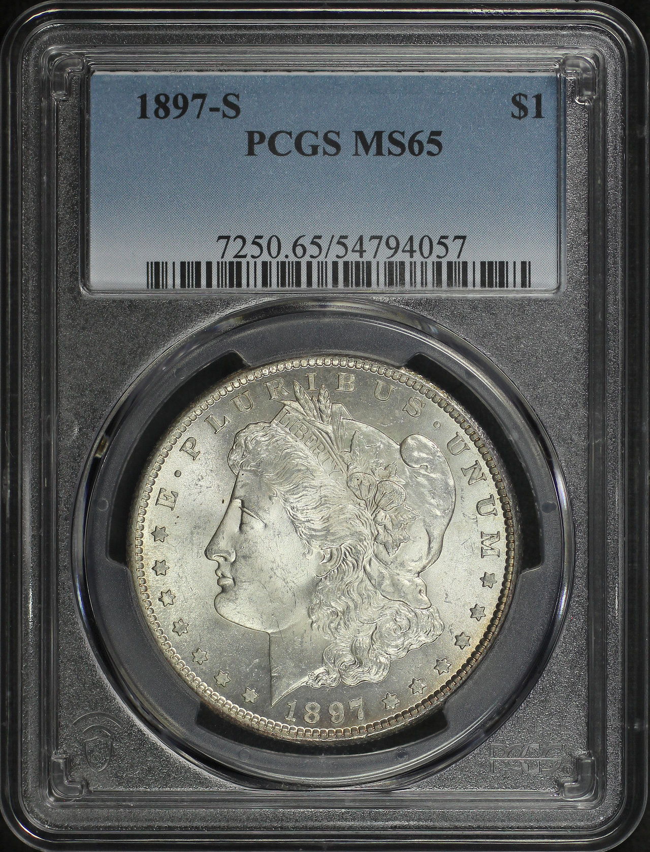 Obverse of this 1897-S Morgan Dollar PCGS MS-65
