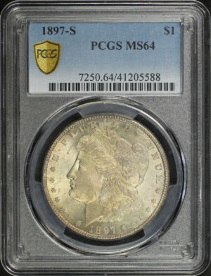 Obverse of this 1897-S Morgan Dollar PCGS MS-64