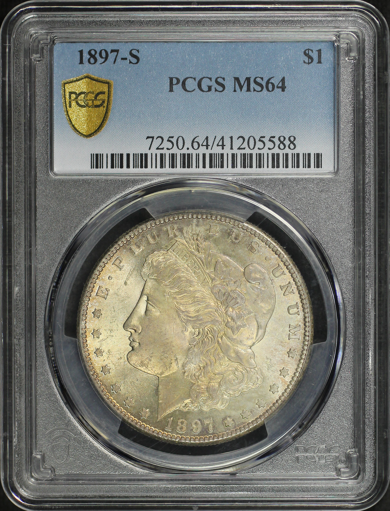 Obverse of this 1897-S Morgan Dollar PCGS MS-64