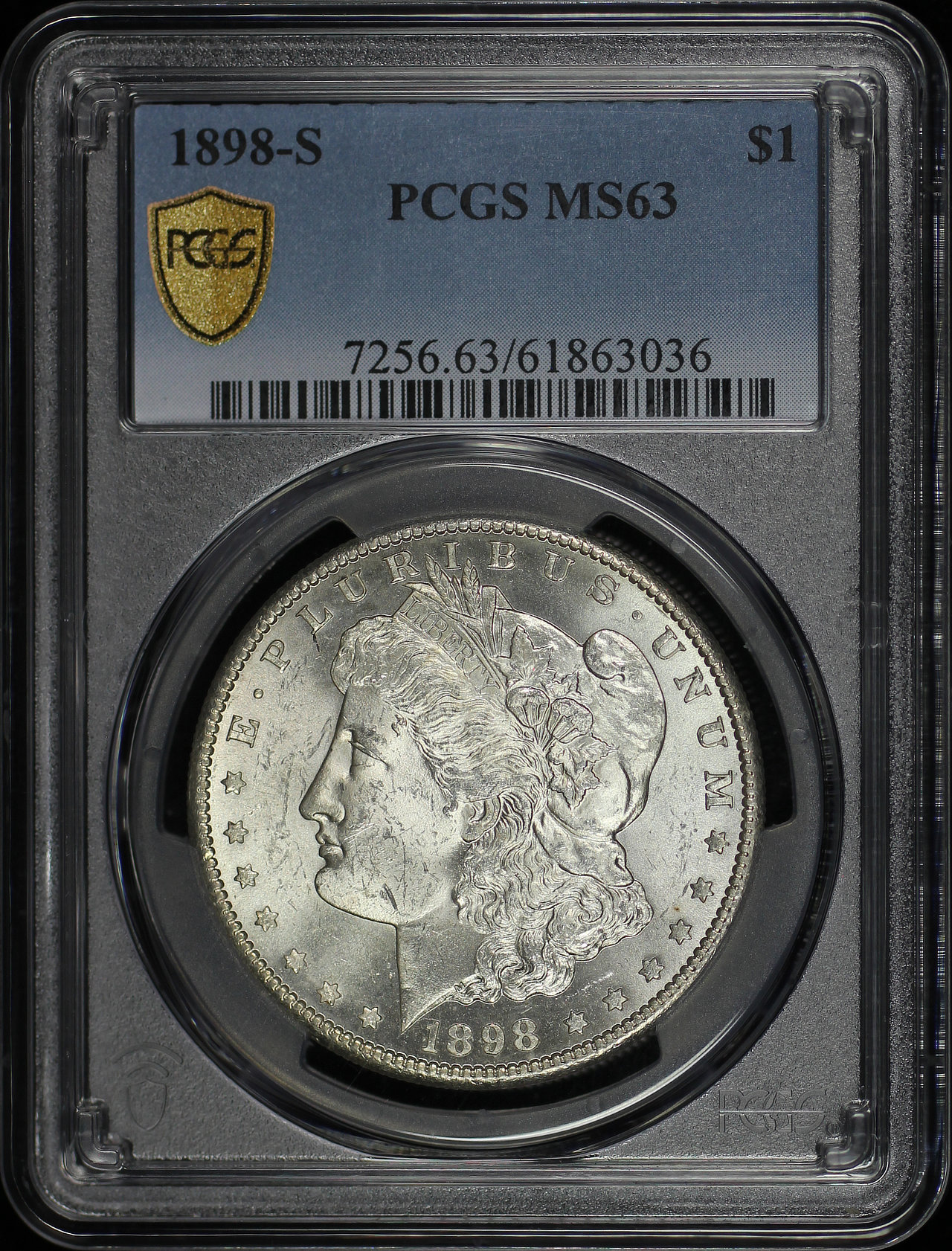 Obverse of this 1898-S Morgan Dollar PCGS MS-63