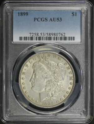 Obverse of this 1899 Morgan Dollar PCGS AU-53