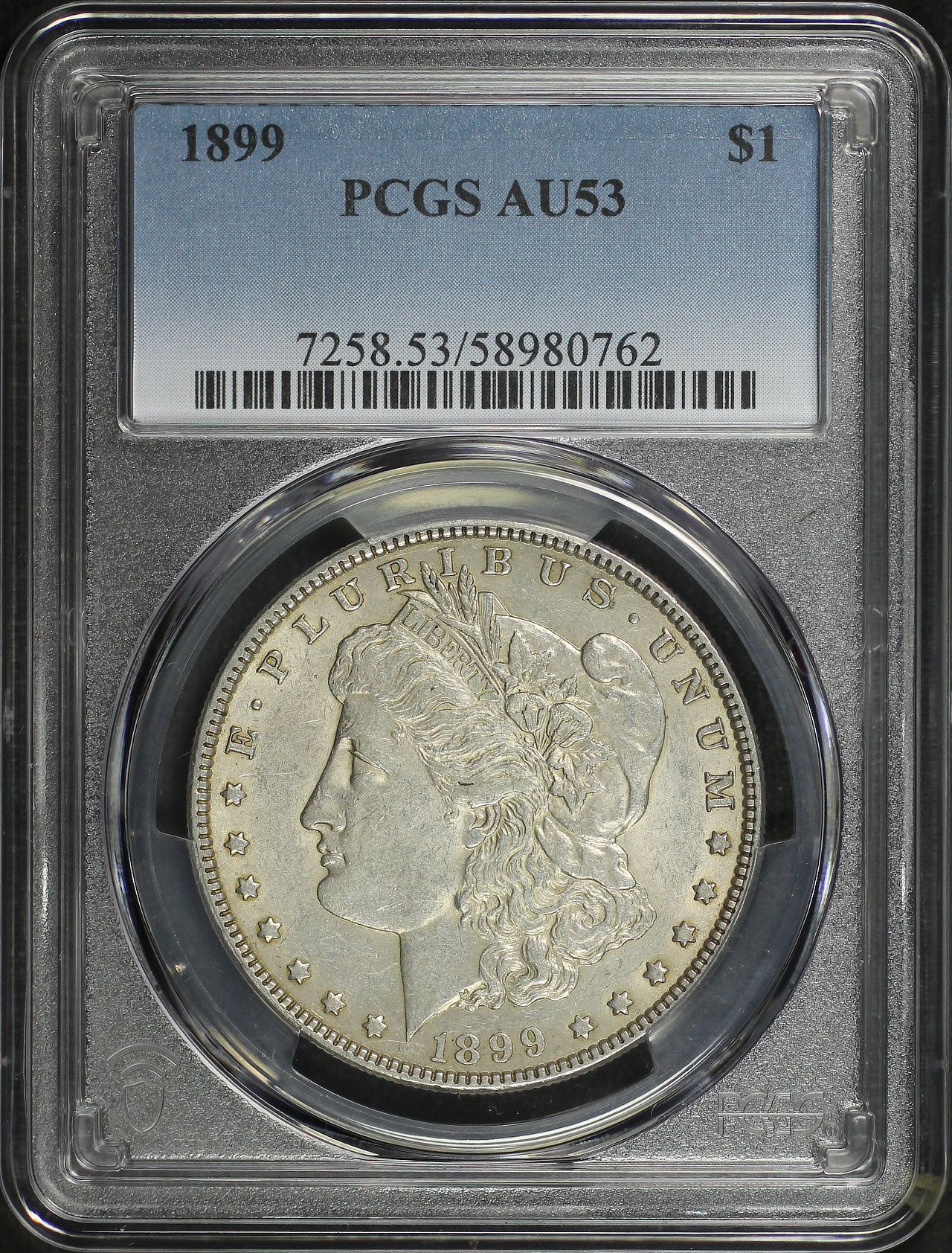 Obverse of this 1899 Morgan Dollar PCGS AU-53