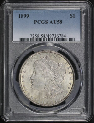 Obverse of this 1899 Morgan Dollar PCGS AU-58