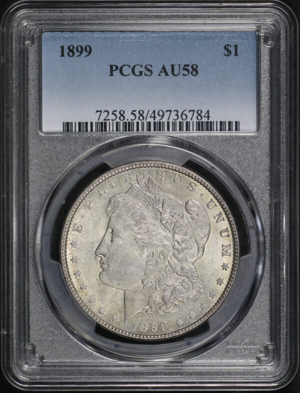 Obverse of this 1899 Morgan Dollar PCGS AU-58