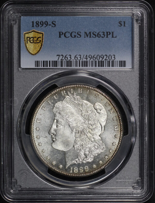 Obverse of this 1899-S Morgan Dollar PCGS MS-63 PL