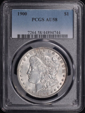 Obverse of this 1900 Morgan Dollar PCGS AU-58