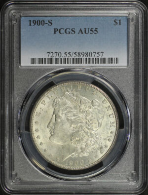 Obverse of this 1900-S Morgan Dollar PCGS AU-55
