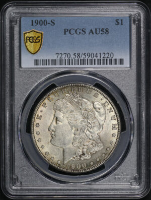 Obverse of this 1900-S Morgan Dollar PCGS AU-58