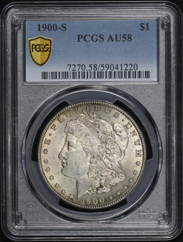 Obverse of this 1900-S Morgan Dollar PCGS AU-58