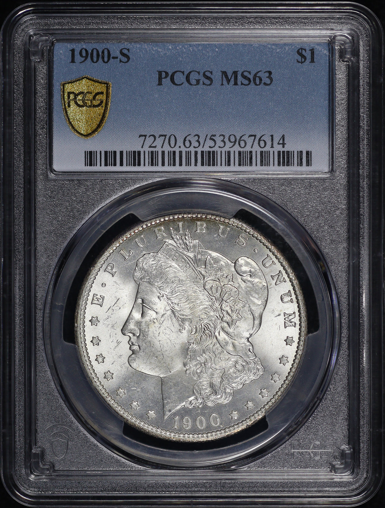 Obverse of this 1900-S Morgan Dollar PCGS MS-63