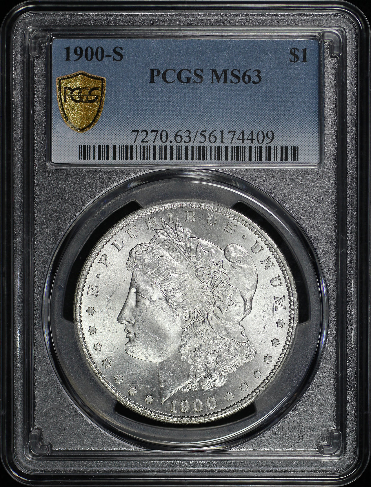 Obverse of this 1900-S Morgan Dollar PCGS MS-63