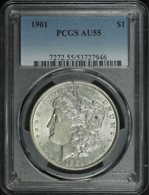 Obverse of this 1901 Morgan Dollar PCGS AU-55