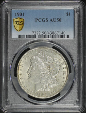 Obverse of this 1901 Morgan Dollar PCGS AU-50