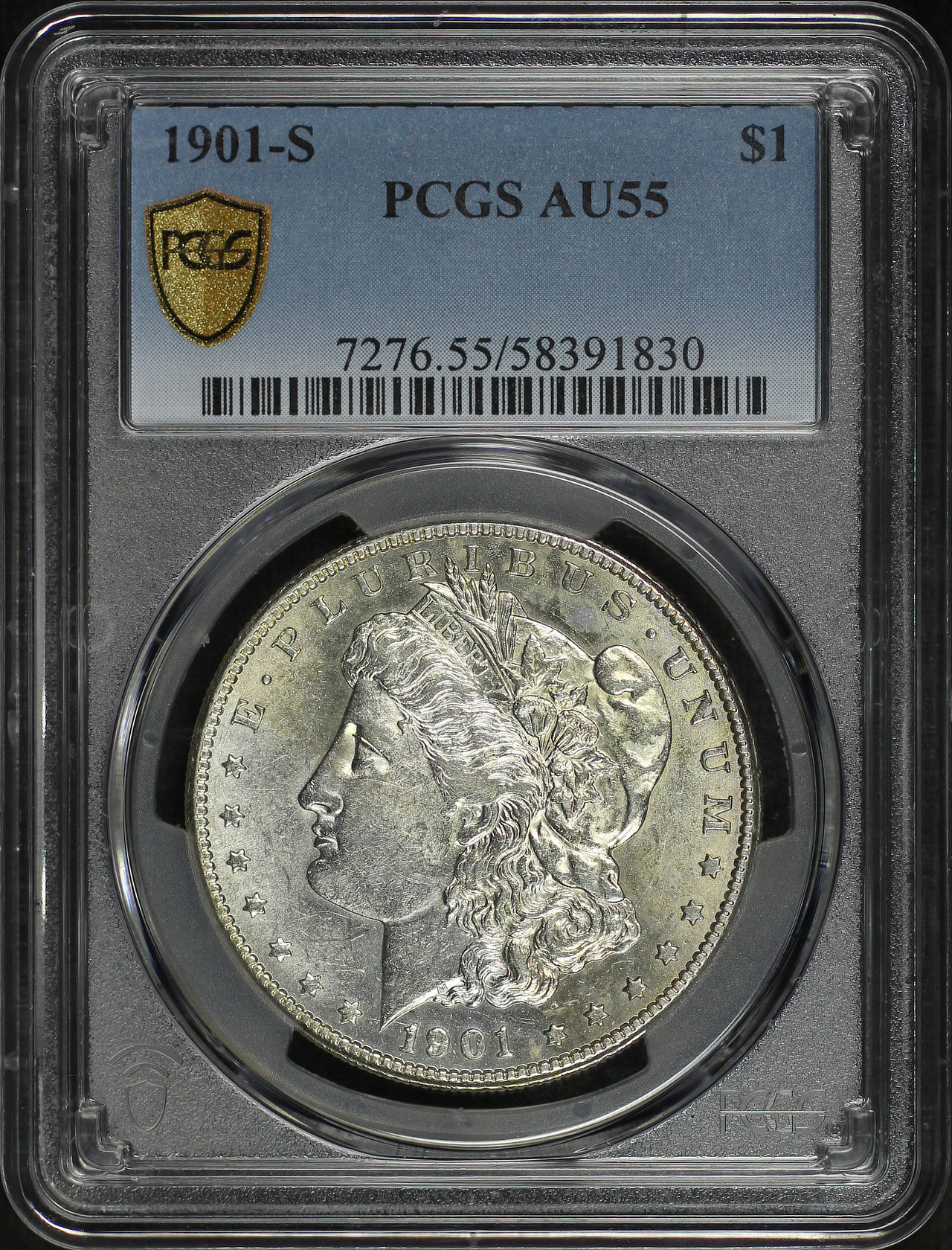 Obverse of this 1901-S Morgan Dollar PCGS AU-55
