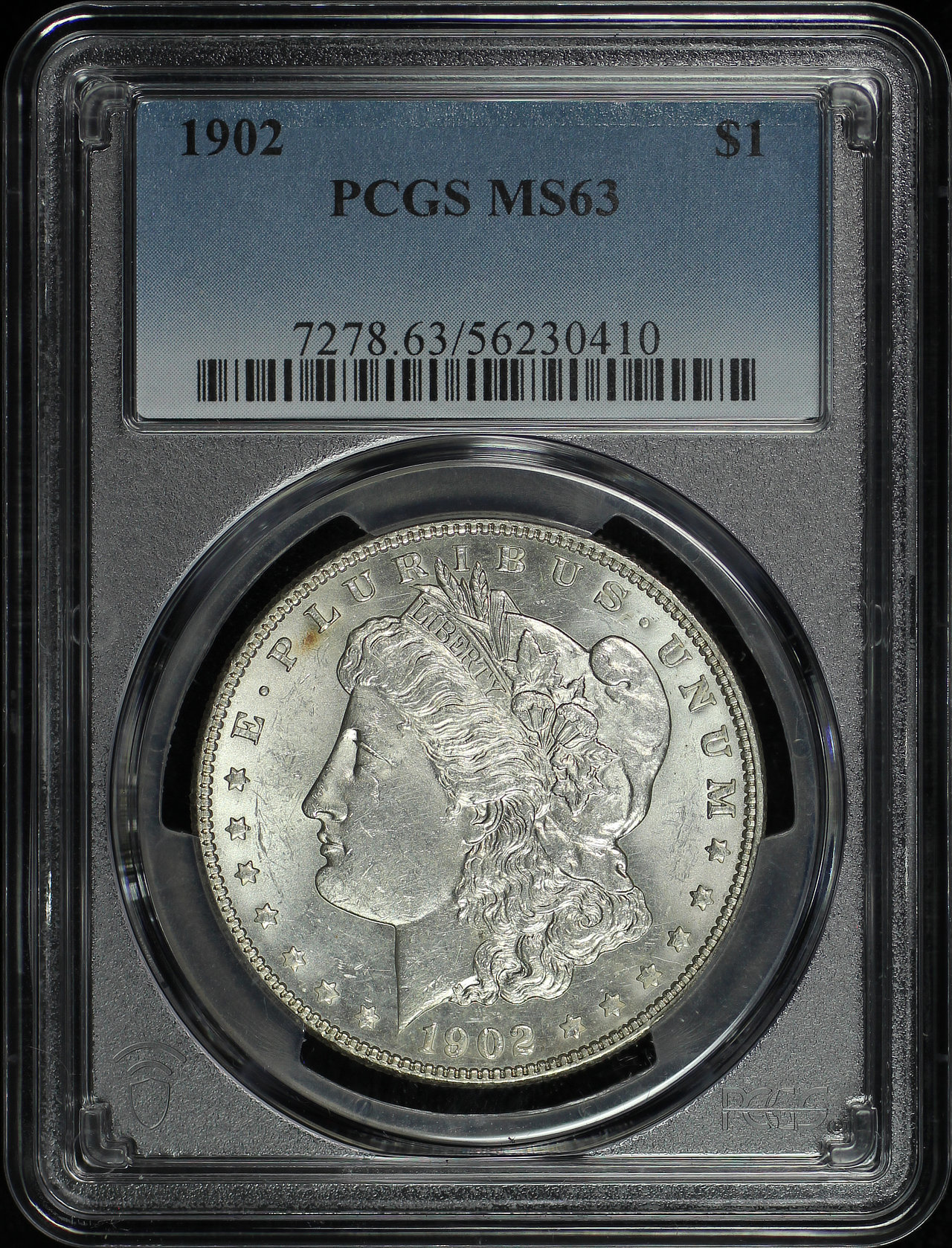 Obverse of this 1902 Morgan Dollar PCGS MS-63