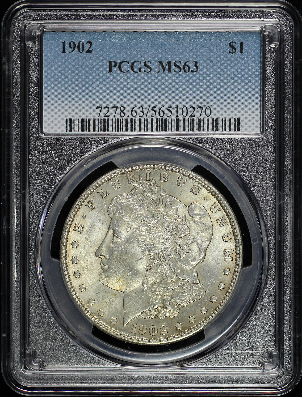 Obverse of this 1902 Morgan Dollar PCGS MS-63