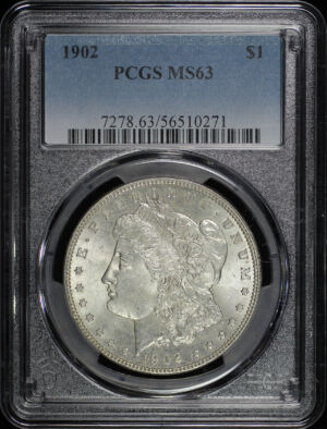 Obverse of this 1902 Morgan Dollar PCGS MS-63