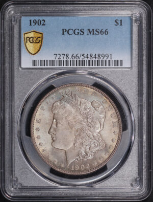 Obverse of this 1902 Morgan Dollar PCGS MS-66