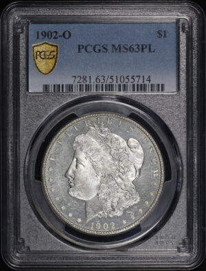 Obverse of this 1902-O Morgan Dollar PCGS MS-63 PL
