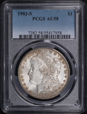 Obverse of this 1902-S Morgan Dollar PCGS AU-58